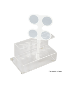 transparenter Aufbewahrungsständer für 6 Flipper mit einem Flipper als Beispiel der nicht enthalten ist